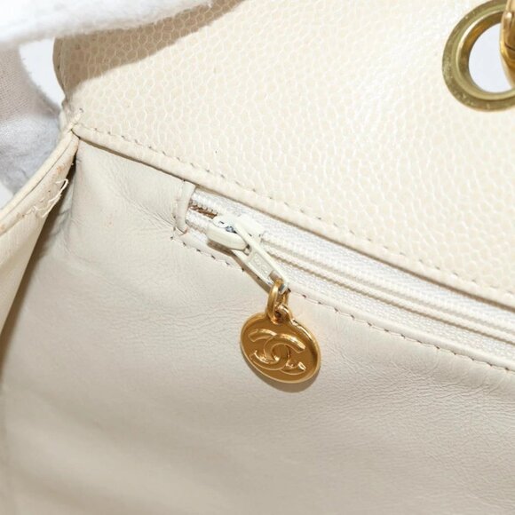 CHANEL Matelasse COCO Mark Chain Tote Bag Calf Skin Vanilla Gold CC Auth yk18012 - Picture 14 of 16